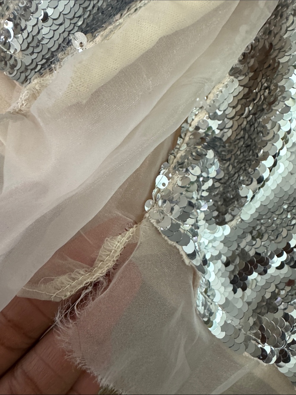 Zara Strapless Silver Metallic Sequin Midi Tube Dress Size Small - Picture 12 of 12